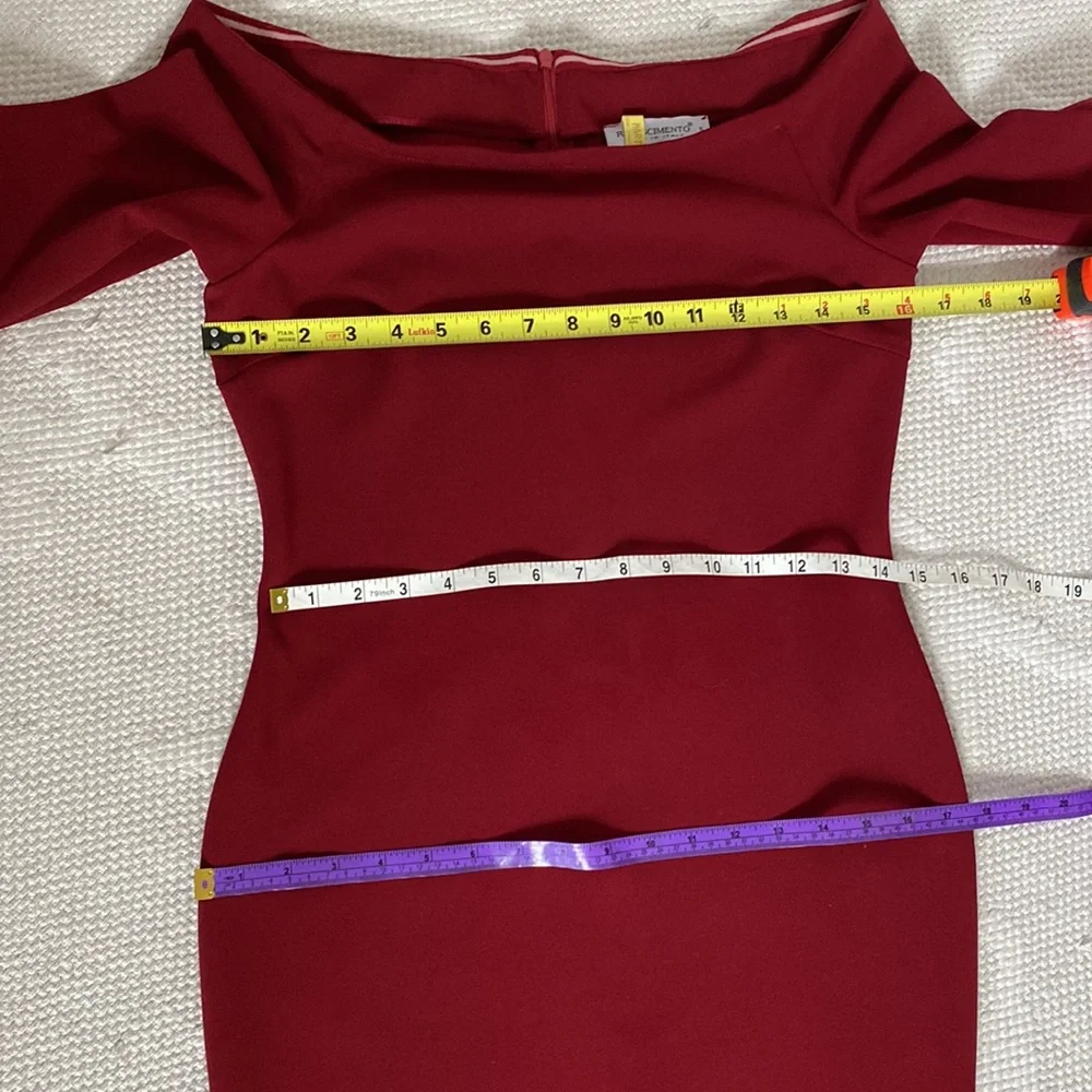 Rinascimento sheath dress scuba crepe, stretchy, 1/4 sleeves body contour Size S - Picture 12 of 15